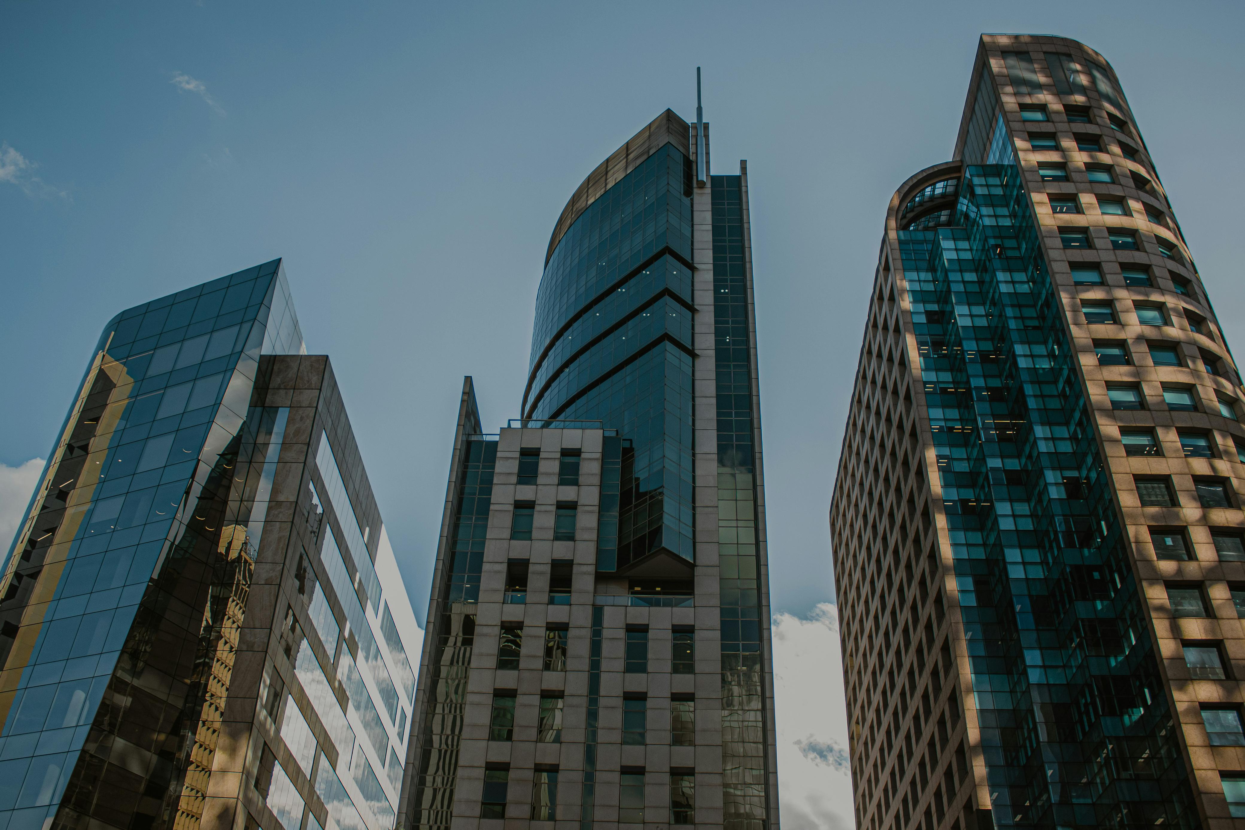 City skyline with commercial buildings